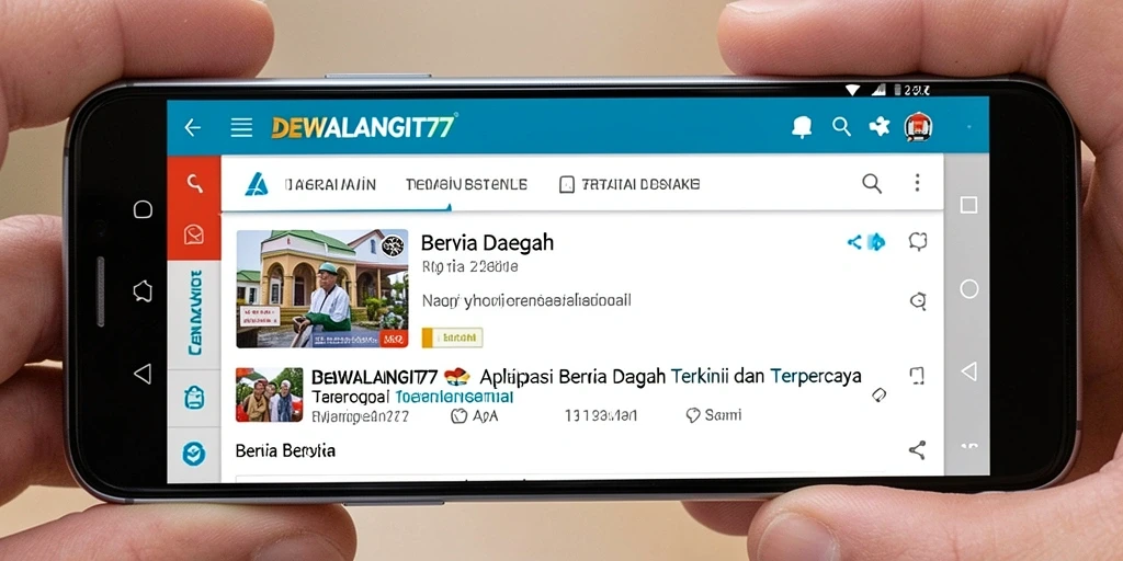 Antarmuka aplikasi DEWALANGIT77 dengan berita daerah terbaru.