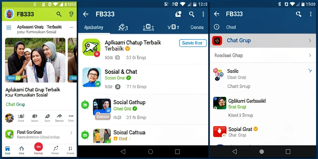 Tampilan utama FB333 menunjukkan suasana grup chat yang interaktif.