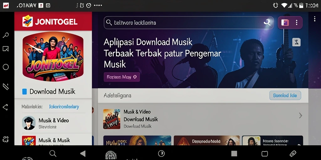 Tampilan antarmuka aplikasi JONITOGEL untuk Download Musik yang menarik.