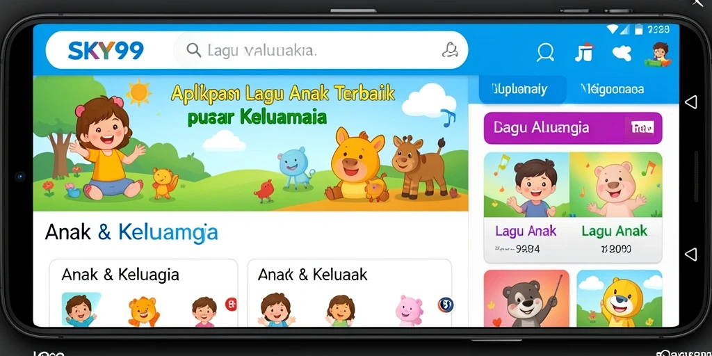 Antarmuka SKY99 yang ramah anak dengan berbagai pilihan lagu.