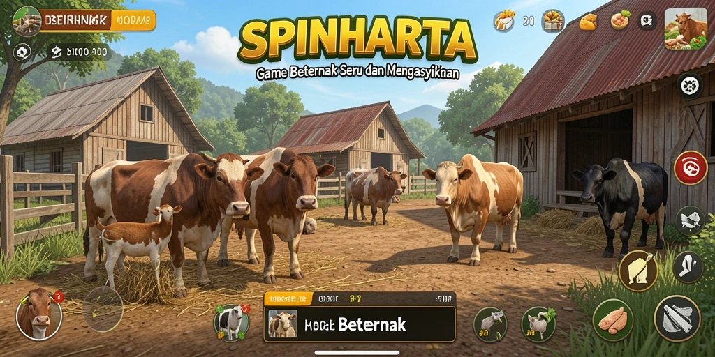 Antarmuka pengguna SPINHARTA dengan fitur Beternak yang menarik.