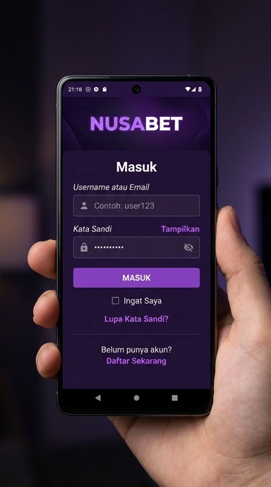 Tampilan halaman login nusabet